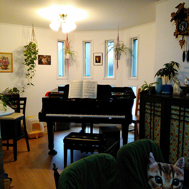 楽器のある部屋/観葉植物/ピアノ/鳩時計/レトロ...などのインテリア