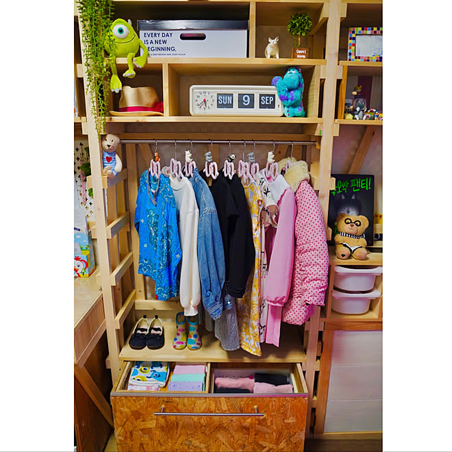 こども服収納/子供部屋/インスタグラムwoou_project/DIYクリエイター/子供部屋DIY...などのインテリア実例 - 2021-09-12 20:07:32