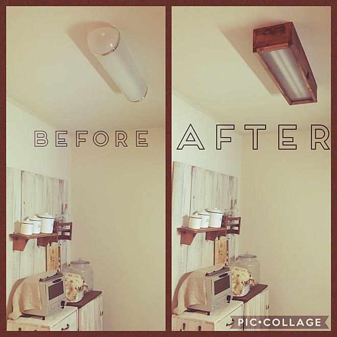 キッチン 蛍光灯リメイク 蛍光灯カバーdiy 蛍光灯カバー Diy などのインテリア実例 19 01 13 11 39 33 Roomclip ルームクリップ