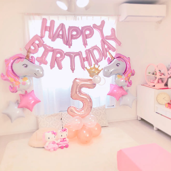 バルーン ピンク 女の子 バースデー 誕生日飾り付け などのインテリア実例 19 03 01 13 19 45 Roomclip ルームクリップ
