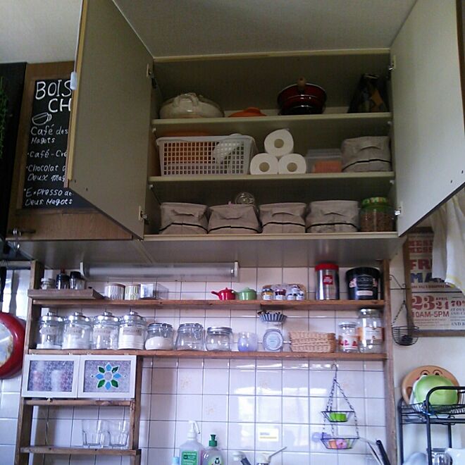 キッチン/ダイソー/セリア/DIY棚/黒板風のインテリア実例 - 2013-09-27 12:06:01