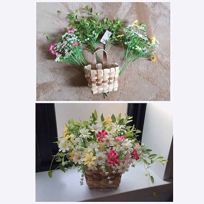 バス トイレ ダイソー 造花アレンジ 造花 フェイクグリーン などのインテリア実例 18 02 16 14 47 33 Roomclip ルームクリップ