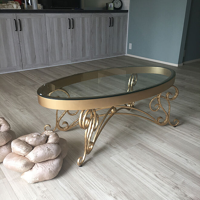 ゴールド/大理石天板テーブル/オーバルテーブル/フレンチアンティーク