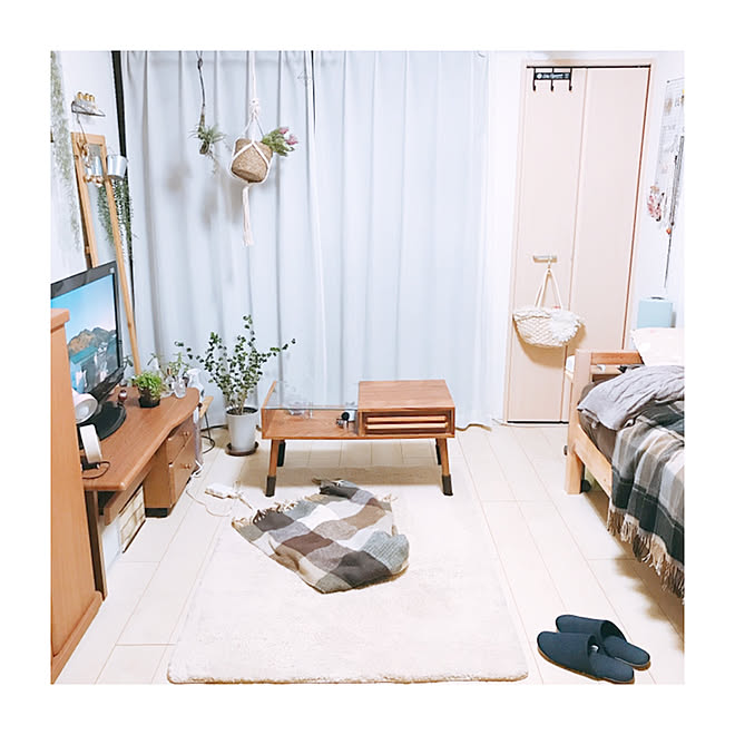 ブランケット/いなざうるす屋さん/niko and…/1K 1人暮らし/natural kitchen...などのインテリア実例 - 2019-04-23 23:35:42