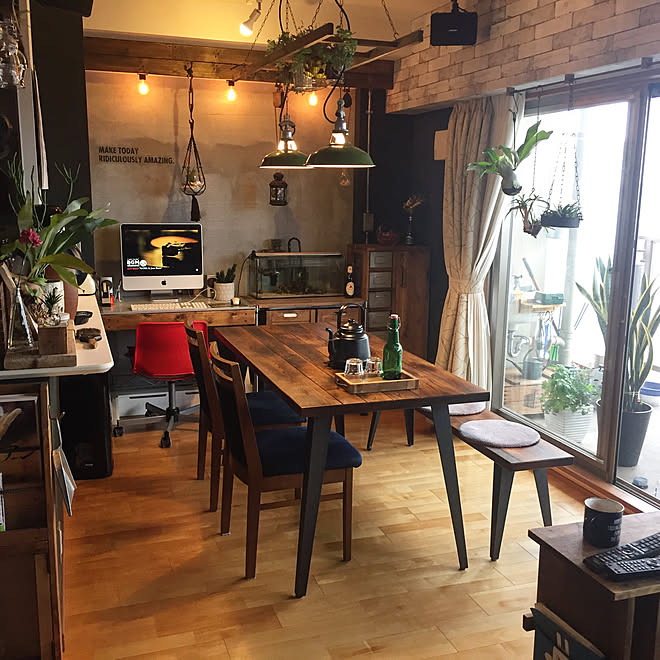 ダイニング アイアンテーブル ラダー テーブル ヴィンテージ風 などのインテリア実例 19 06 08 12 51 03 Roomclip ルームクリップ