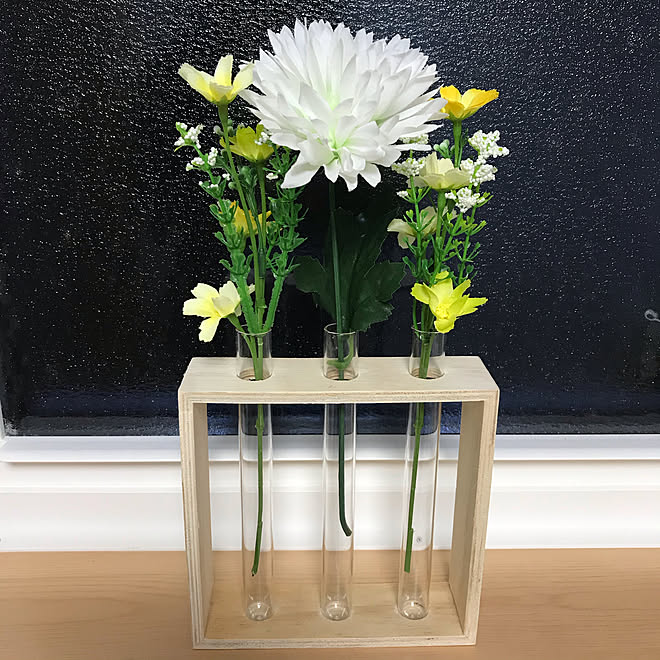 お花を飾る お花のある暮らし 試験管花瓶 Daiso 試験管一輪挿し などのインテリア実例 21 03 29 13 30 13 Roomclip ルームクリップ