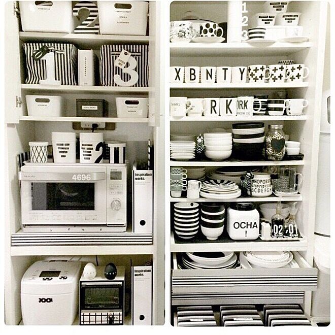 キッチン/白黒 収納/IKEA/モノトーン/食器...などのインテリア実例 - 2015-03-09 14:45:49