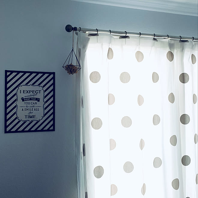 レースカーテンだけ レースカーテン レースカーテン ドット柄 ニトリのカーテン カーテン などのインテリア実例 19 03 31 11 13 36 Roomclip ルームクリップ