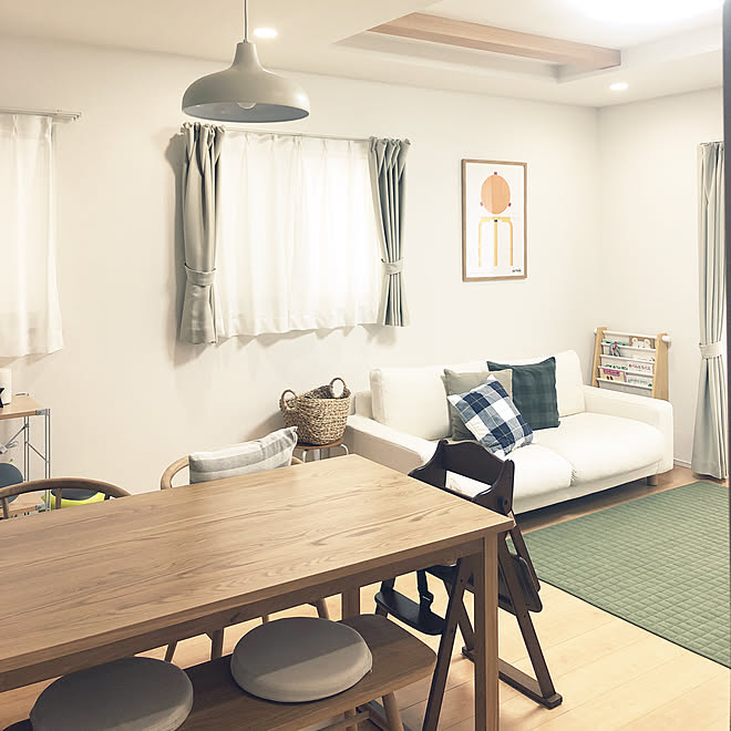 部屋全体/建売住宅/無印良品/キルティングマット/テーブル...などの