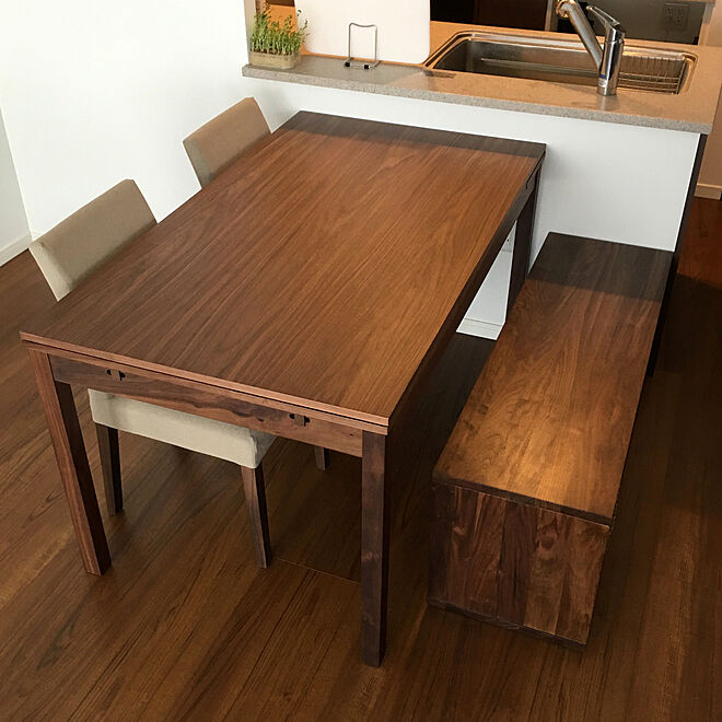 無印良品無垢材テーブルベンチ/無印良品エクステンションテーブル