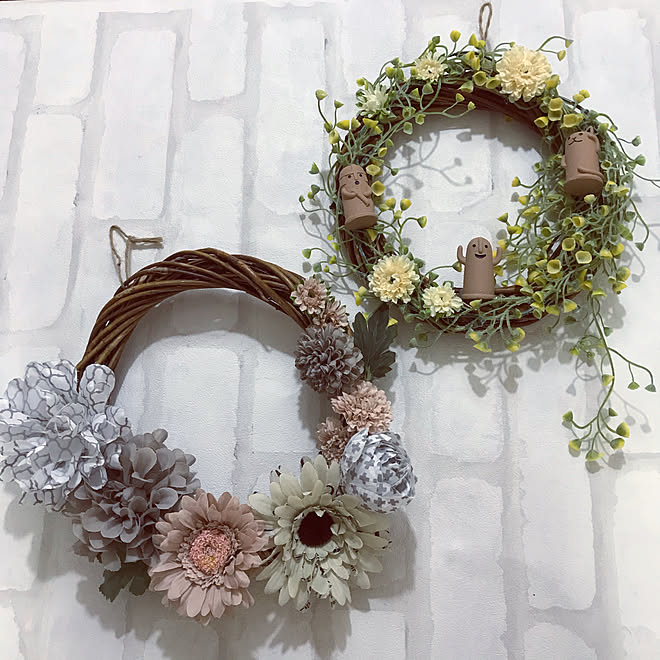古墳大好き 埴輪リース 造花リース セリア ベッド周りのインテリア実例 08 01 22 44 15 Roomclip ルームクリップ