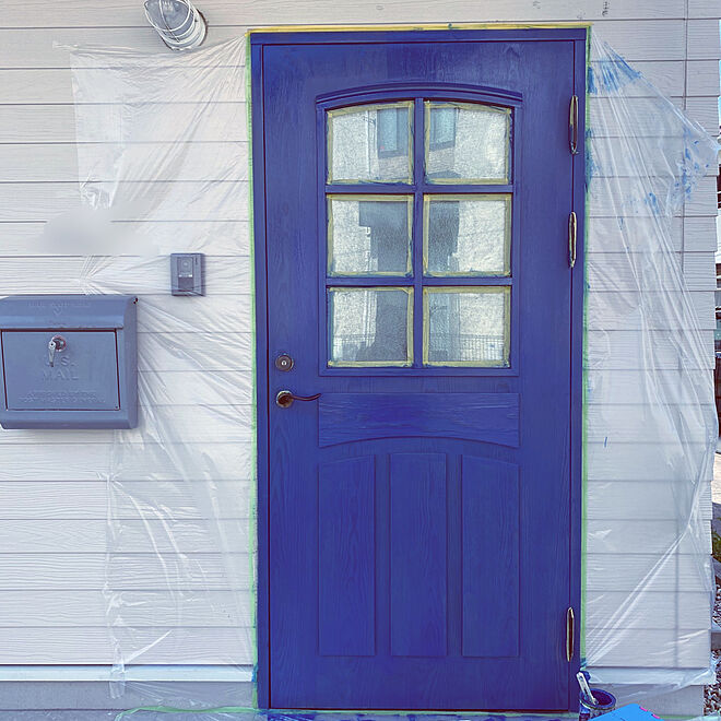 塗り替え/ブルー/オスモカラー/玄関ドア/ブルーのドア...などのインテリア実例 - 2020-08-13 14:58:44