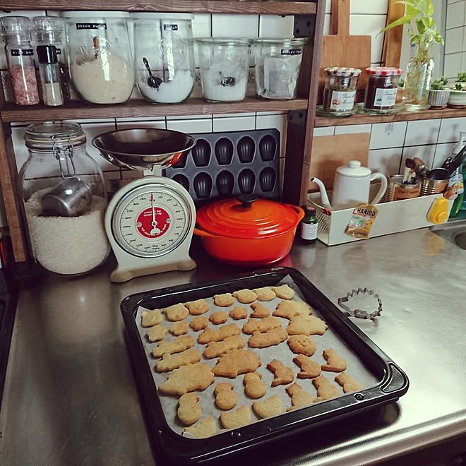 ナチュラルキッチン クッキー型抜き キッチン お菓子作り ３時のおやつのインテリア実例 19 01 15 31 30 Roomclip ルームクリップ