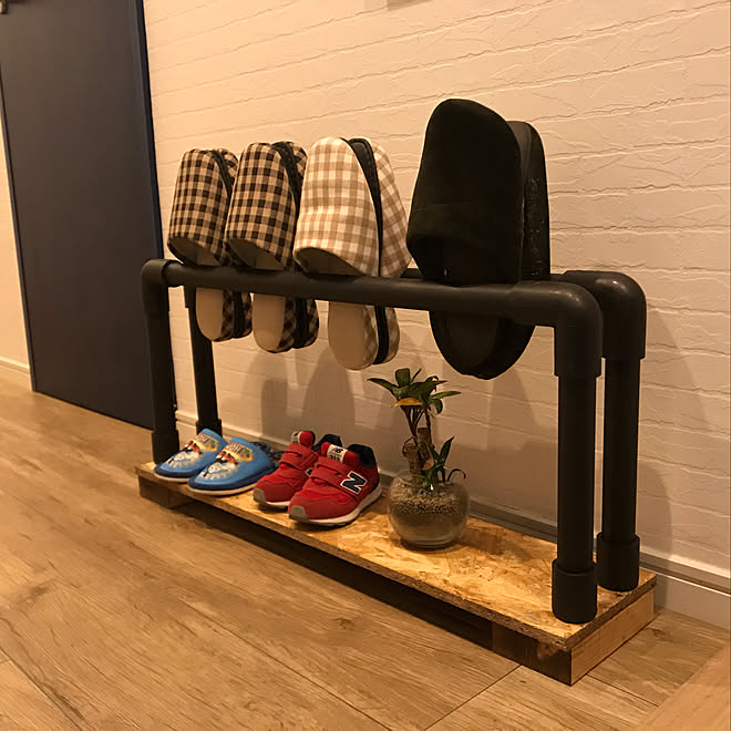 アイアン シューズ&スリッパラック ハンドメイド 8段
