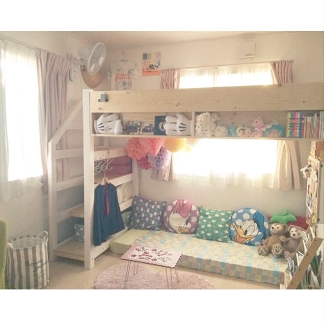 部屋全体 ロフトベッド チョコホリック しまむら ディズニー などのインテリア実例 16 09 29 17 07 29 Roomclip ルームクリップ