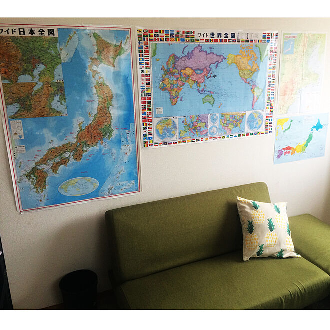 壁/天井/小学生のお部屋/日本地図/世界地図/ニトリのソファ...などの