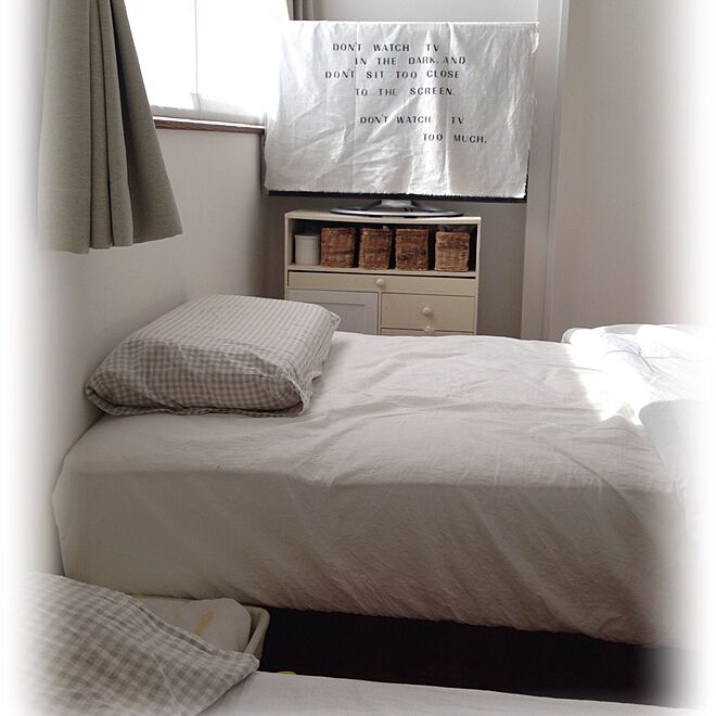 ベッド周り/無印ベッド/無印ベッドリネン/寝室はシンプルです。のインテリア実例 - 2015-07-26 16:28:25