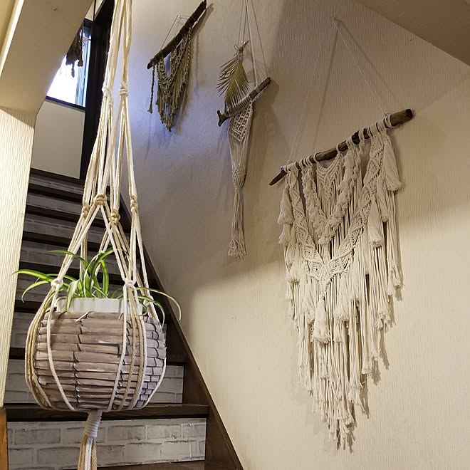 壁/天井/ハンドメイド/植物のある暮らし/マクラメハンギング/マクラメタペストリー...などのインテリア実例 - 2022-07-15 17:35:37