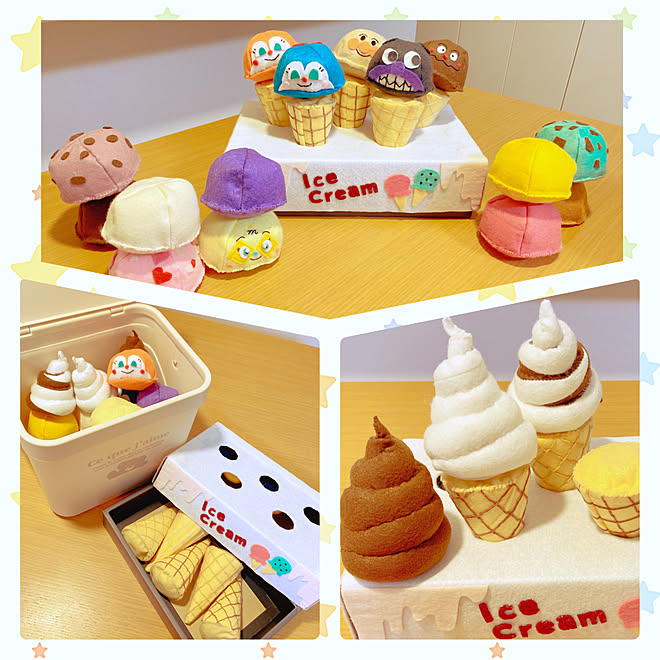 手作りおもちゃ ごっこ遊び アイス屋さん フェルト こどもと暮らすインテリア などのインテリア実例 22 11 23 00 22 10 Roomclip ルームクリップ