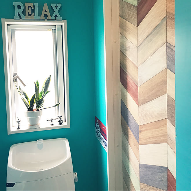 バス トイレ ヘリンボーン サーファーズインテリア 西海岸インテリア 青が好き などのインテリア実例 17 10 15 15 19 52 Roomclip ルームクリップ