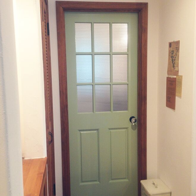 玄関/入り口/ナチュラル/ペイントドア/チェッカーガラスの扉/ドアのインテリア実例 - 2014-05-17 18:36:39