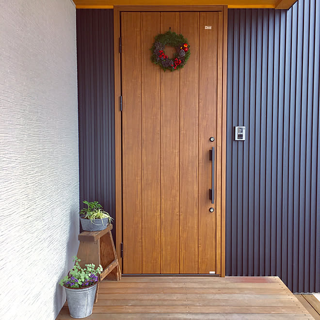 玄関/入り口/クリスマス/クリスマスリース/寄せ植え/ベンチのインテリア実例 - 2017-11-17 12:05:47