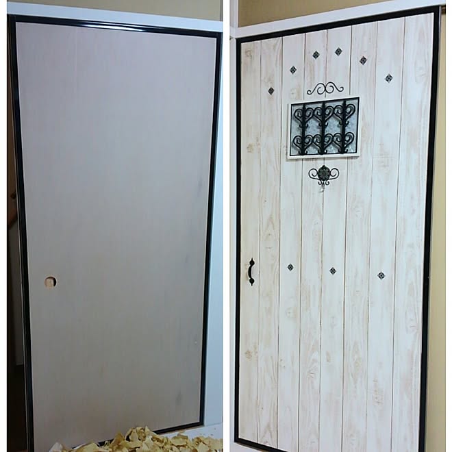 玄関 入り口 セリア 100均 引き戸リメイク 壁紙diy などのインテリア実例 16 05 11 15 33 48 Roomclip ルームクリップ