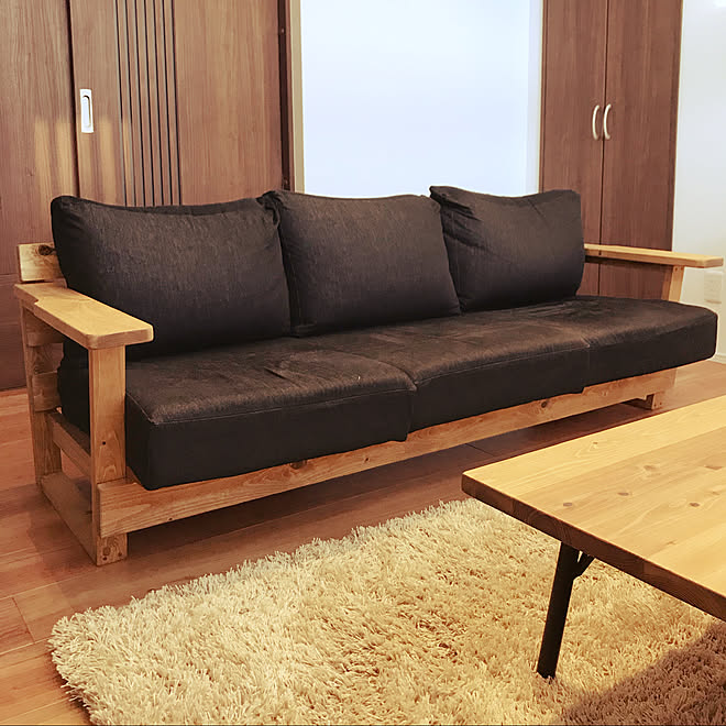 サダモクデザイン 岡山デニム ソファ 無垢材フレーム 2人掛け