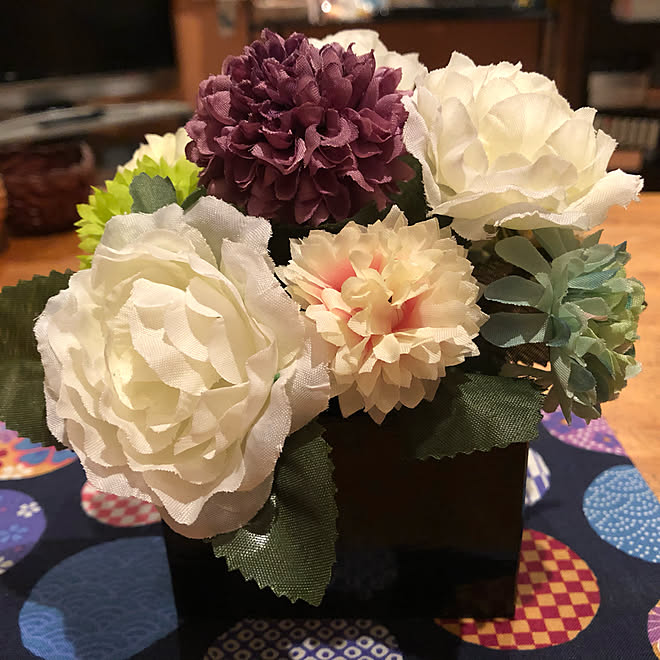 造花アレンジ 和モダン Diy セリア 100均 などのインテリア実例 01 31 16 45 12 Roomclip ルームクリップ