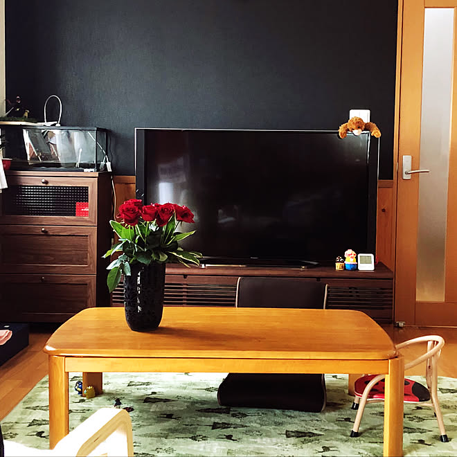 黒が好き ブラック壁紙 黒の壁紙 リビングのインテリア実例 07 25 14 57 53 Roomclip ルームクリップ