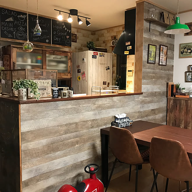 部屋全体 木目調 壁紙屋本舗 カフェ風インテリアのインテリア実例 18 03 30 11 10 57 Roomclip ルームクリップ