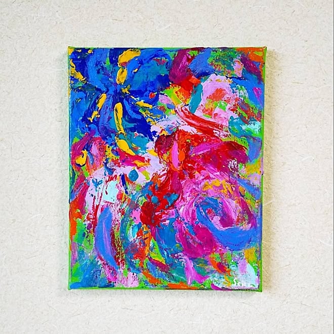 抽象アクリル画 多色使い 大きめ 抽象アクリル画 多色使い 大きめ - メルカリ