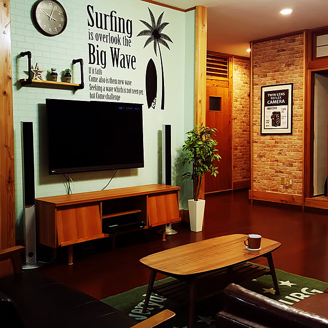部屋全体 レンガ壁紙 南国風 カフェ風インテリア 男前インテリア などのインテリア実例 19 05 17 22 09 18 Roomclip ルームクリップ