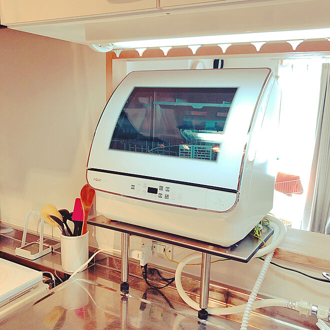 キッチンカウンターの上/狭いキッチンに食洗機/食洗機 AQUA/食洗機付け