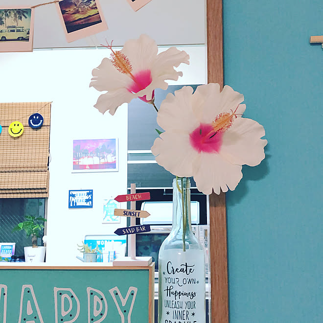 ハイビスカス ダイソー 100均 海を感じる雑貨 海を感じるインテリア などのインテリア実例 07 22 23 11 30 Roomclip ルームクリップ
