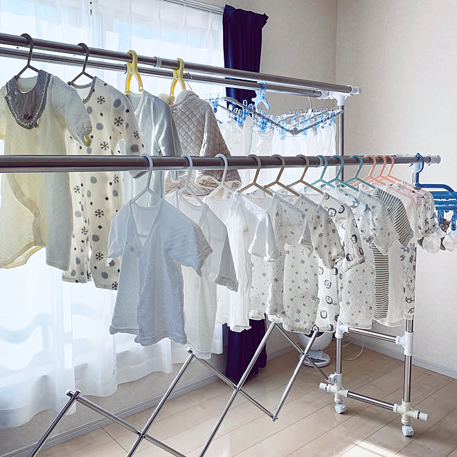 赤ちゃんを迎える準備中 洗濯物 洗濯物干しスペース マタニティライフ 出産準備 などのインテリア実例 19 12 12 10 21 05 Roomclip ルームクリップ