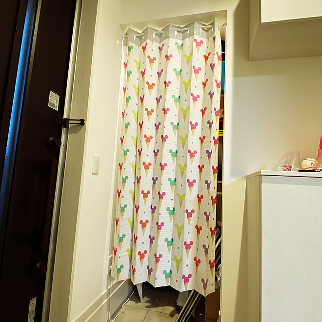 ディズニー のれんカーテン Diy 自宅diy シューズインクローク などのインテリア実例 05 06 18 30 56 Roomclip ルームクリップ