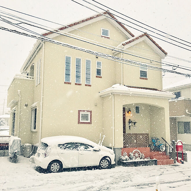 玄関/入り口/外観/花壇/雪景色の我が家/赤いポスト...などのインテリア実例 - 2018-01-22 20:23:11