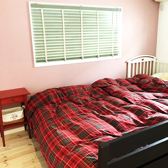 ピンクの壁/チェック柄/寝具/無印良品/シングルベッド...などのインテリア実例 - 2019-03-11 11:43:00