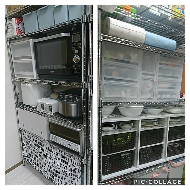 キッチン セリア メタルラック カラーボックス 食器棚 などのインテリア実例 18 11 27 13 31 18 Roomclip ルームクリップ