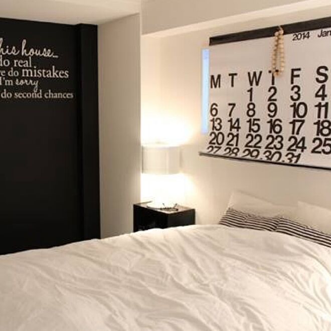ベッド周り/白黒/wood/モノトーン/IKEA...などのインテリア実例 - 2013-12-01 05:31:11