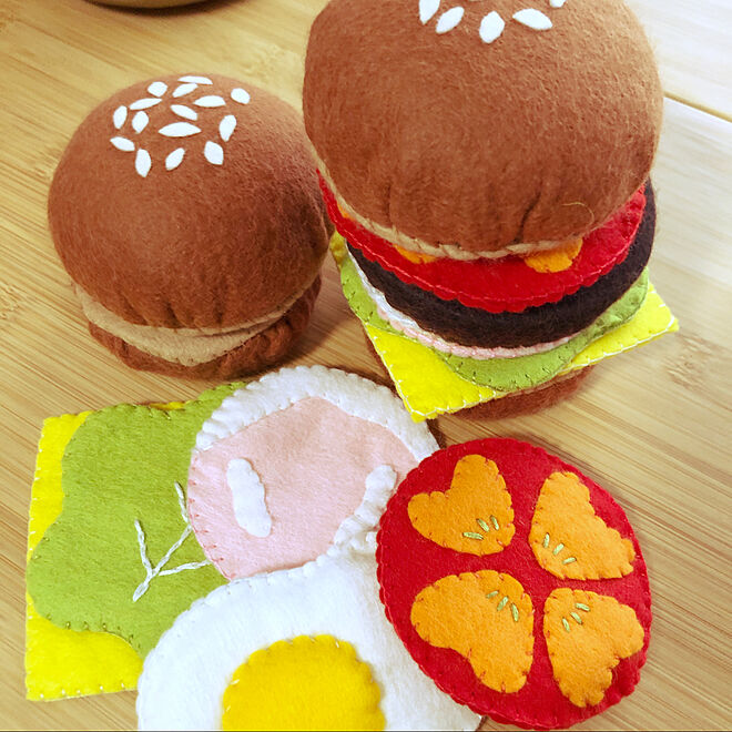 布おもちゃ おままごと☆ハンバーガーセット - クラフト・布製品