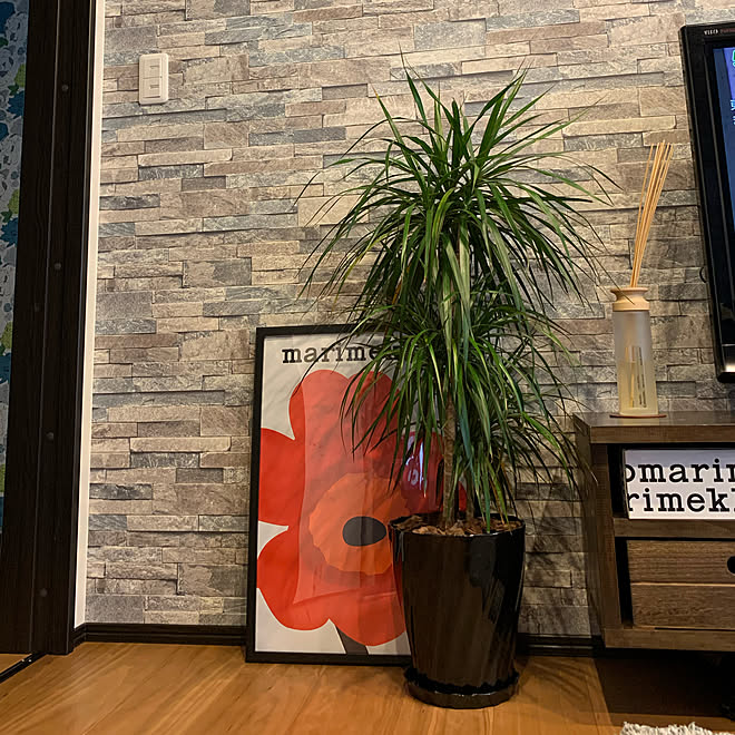 サンゲツクロス リリカラクロス マリメッコ 石目調クロス リビングのインテリア実例 21 05 25 17 21 00 Roomclip ルームクリップ