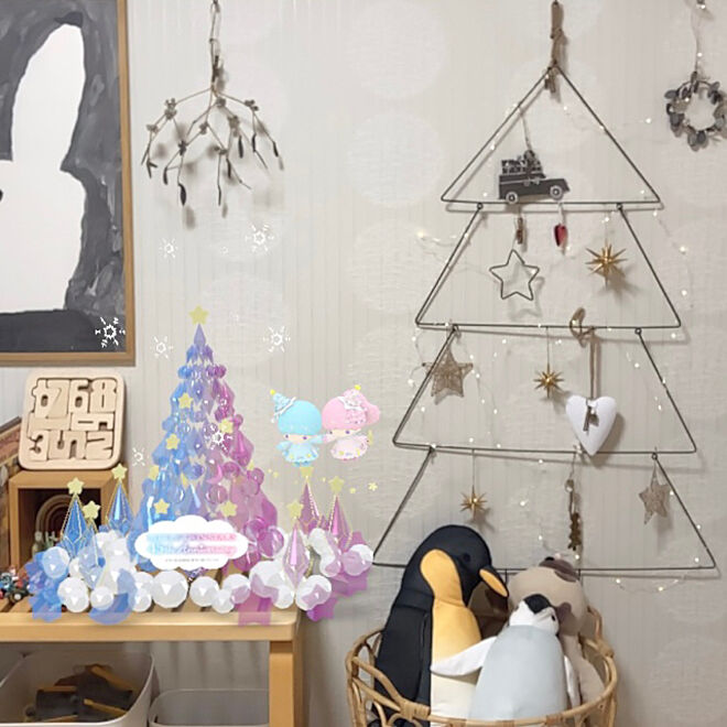 キキララつながるクリスマス/賃貸/Instagram:yui____k/部屋全体のインテリア実例 - 2020-12-25 18:57:17
