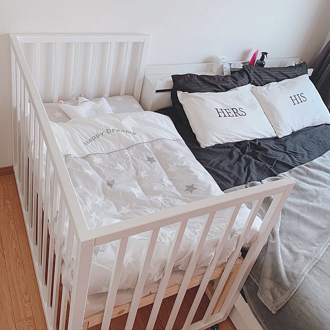 ベビーベッド ベッドルーム 手作りベッド 手作りベビーベッド ベビーベッド Diy などのインテリア実例 19 08 10 11 27 18 Roomclip ルームクリップ