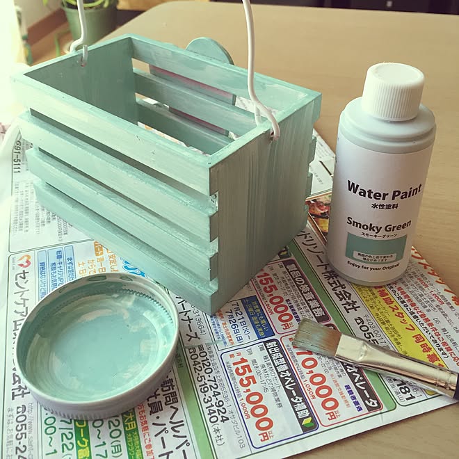 机 水性塗料スモーキーグリーン セリアのインテリア実例 15 07 26 09 58 13 Roomclip ルームクリップ