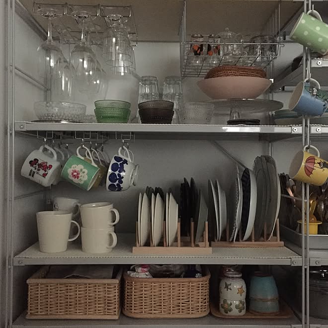 キッチン スチールユニットシェルフ 無印良品 無印良品の家 食器棚 などのインテリア実例 16 03 03 21 07 16 Roomclip ルームクリップ