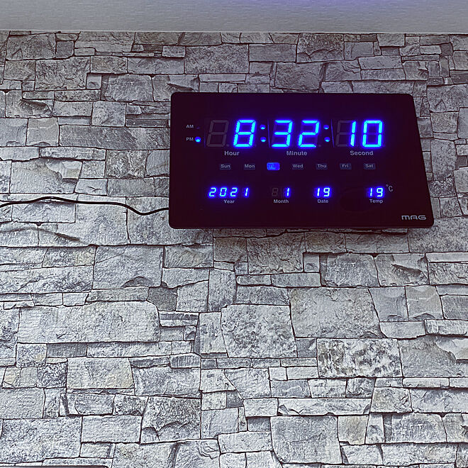 デジタル時計・大 掛置時計・ブラック/壁掛け時計/リビングのインテリア実例 - 2021-01-21 23:02:59