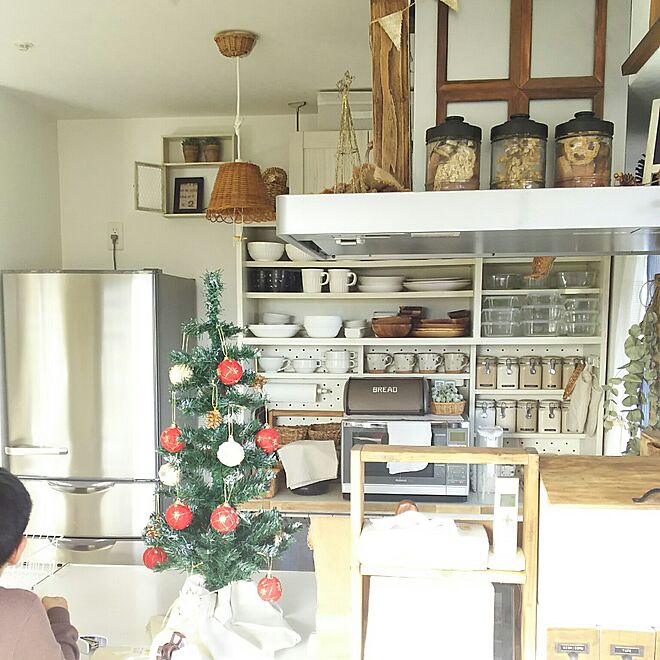 DIY棚/natural kitchen/クリスマスツリー/100均/salut!...などのインテリア実例 - 2016-12-03 17:36:54