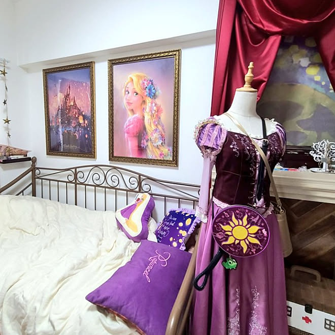 ベッド周り テーマのあるお部屋作り ディズニープリンセス ラプンツェル ディズニー などのインテリア実例 22 09 25 12 18 01 Roomclip ルームクリップ